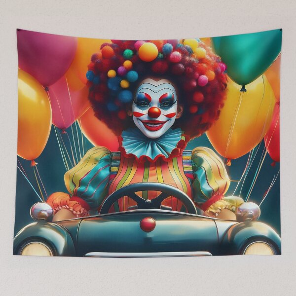 Item preview, Colorful Circus Clown Driving Car – Carnival Party Aesthetic Art designed and sold by Luvahawb.