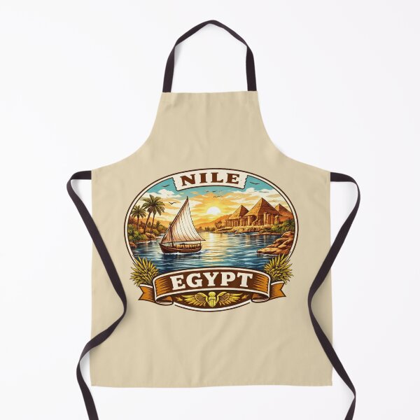 Item preview, Nile River Egypt - Vintage Felucca Boat and Pyramids designed and sold by Myra365Art.