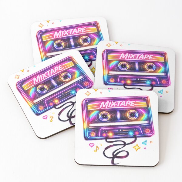 Item preview, Neon Mixtape Retro Cassette designed and sold by hiperdinotees.