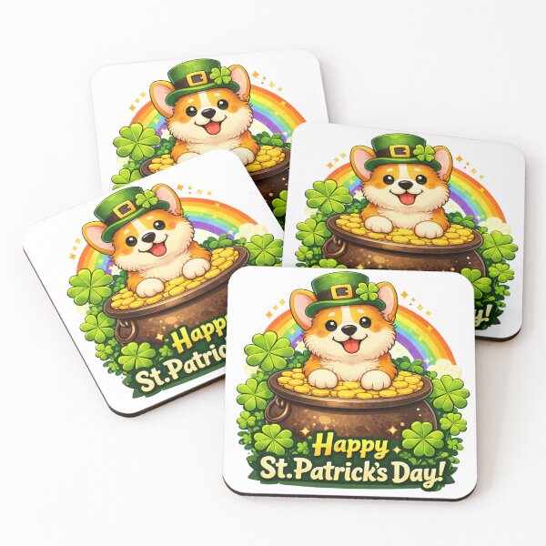 Item preview, St. Patricks Day Lucky Corgi  designed and sold by ChaosCultCreations.co.