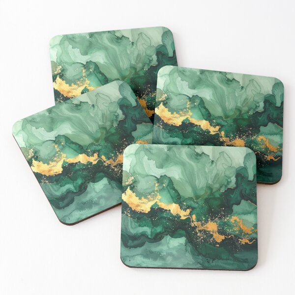 Item preview, Green watercolor abstract with Gold Streak designed and sold by katifinell.