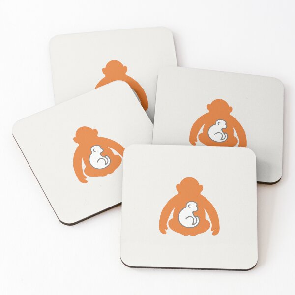 Item preview, Minimalist Punch Monkey Silhouette Orange Plush Negative Space Art designed and sold by Custom Crest.