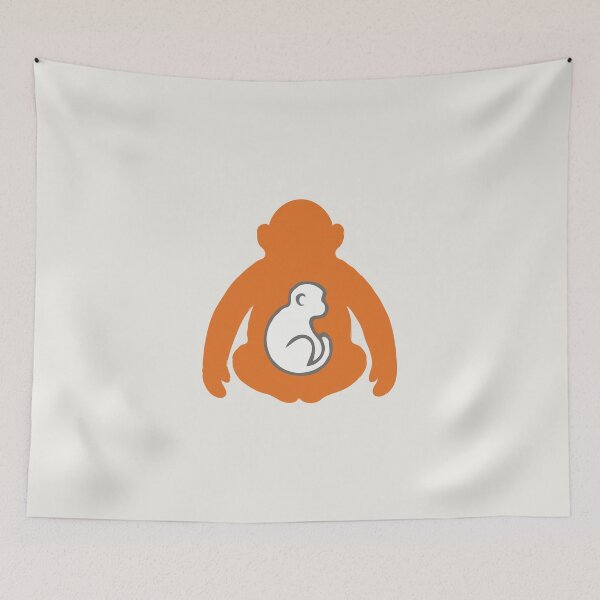 Item preview, Minimalist Punch Monkey Silhouette Orange Plush Negative Space Art designed and sold by Custom Crest.