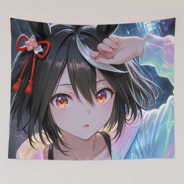 Item preview, Kitasan Black Uma Musume Neon Closeup Wide Eyes designed and sold by earlobejerk.