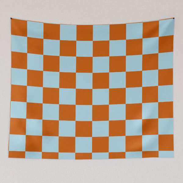 Item preview, Orange blue Fun Chic  Retro colorful checkered pattern  designed and sold by Creations by lyne.