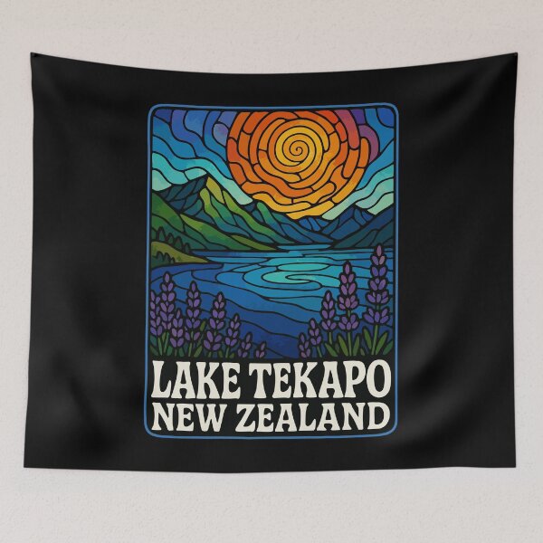 Item preview, Lake Tekapo New Zealand Travel Stained Glass designed and sold by TomFrontierArt.