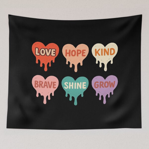 Item preview, Motivational Dripping Hearts Set – Love Hope Kind Brave Shine Grow Positive Quote Design designed and sold by Bright Nest Studio.