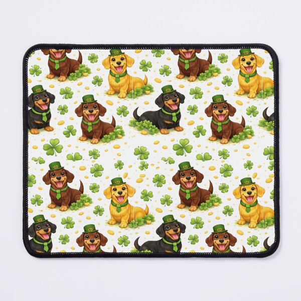 Item preview, St. Patricks Dachshund Pattern designed and sold by ChaosCultCreations.co.