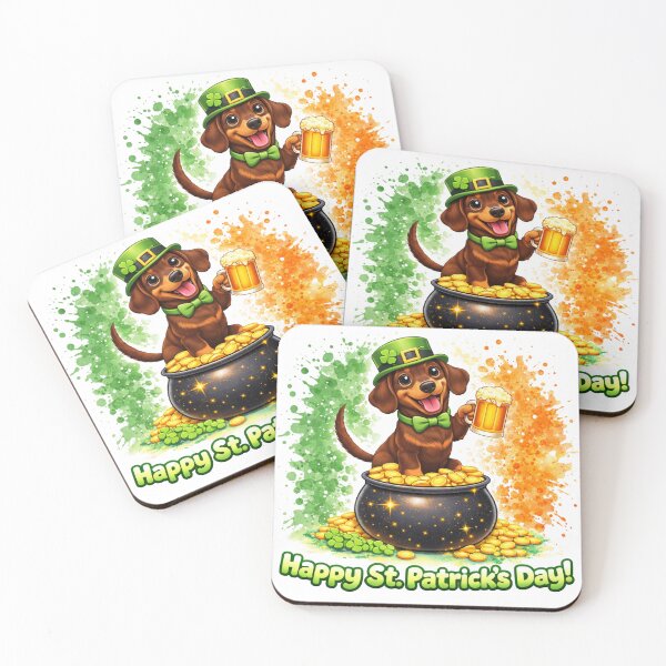 Item preview, St. Patricks Day Irish Dachshund designed and sold by ChaosCultCreations.co.