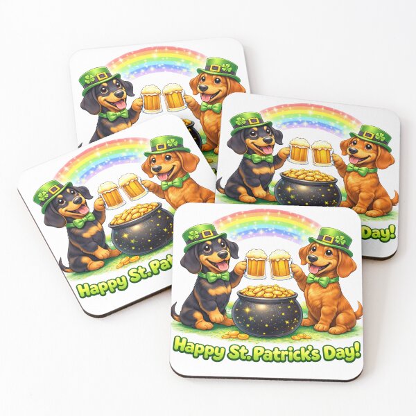 Item preview, St. Patricks Day Dachshunds designed and sold by ChaosCultCreations.co.