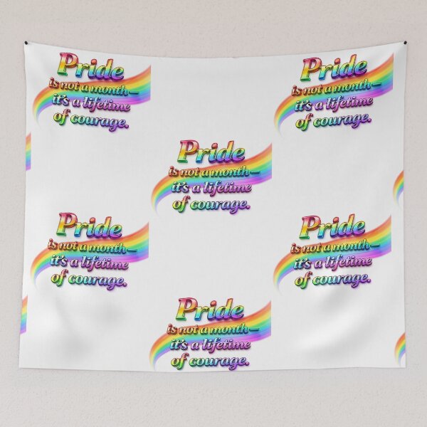Item preview, Pride Is Not a Month It’s a Lifetime of Courage – Rainbow Chrome LGBTQ+ Pride Quote for T-Shirt, Sticker, Phone case, mug, bag, hoodie designed and sold by ArtByTripti.