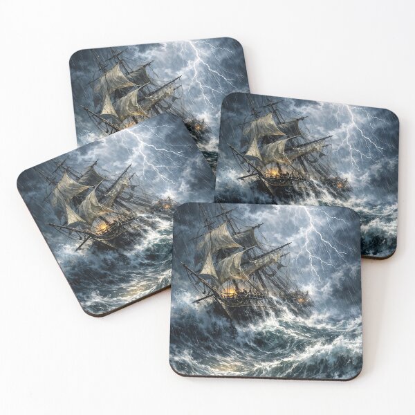 Item preview, Epic Maritime Storm - Cinematic Ghost Ship in Thunderstorm designed and sold by KingCuppaDigitalArt.