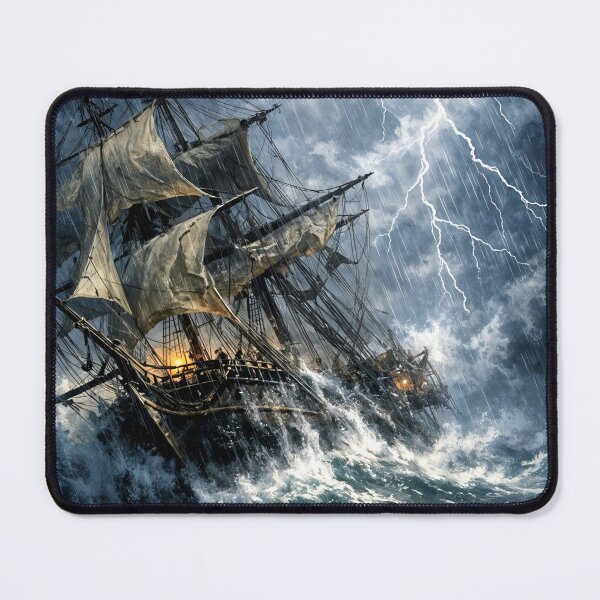 Item preview, Epic Maritime Storm - Cinematic Ghost Ship in Thunderstorm designed and sold by KingCuppaDigitalArt.