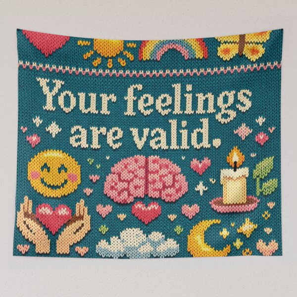 Item preview, Your feelings are valid: Aesthetic Mindfulness Knitting Pattern Design designed and sold by Mauswohn.