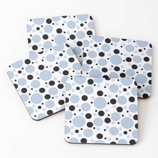 Item preview,  Abstract Random Steel Blue and Black Polka Dots on White  designed and sold by POLKAIWERX.