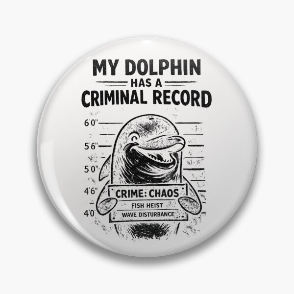 Item preview, Funny Dolphin Mugshot – Criminal Record Ocean Humor designed and sold by Pawsome Quotes.