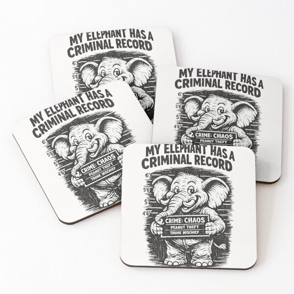 Item preview, Funny Elephant Mugshot – Criminal Record Cartoon Humor designed and sold by Pawsome Quotes.