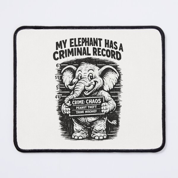 Item preview, Funny Elephant Mugshot – Criminal Record Cartoon Humor designed and sold by Pawsome Quotes.