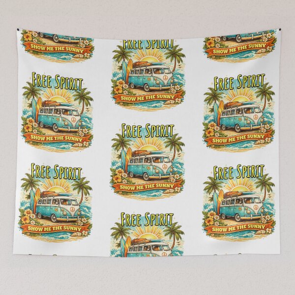 Item preview, Free Spirit – Show Me The Sunny - Retro Van Life Surf Design designed and sold by Yesmalady.