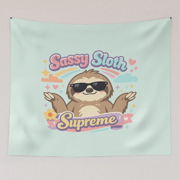 Item preview, Sassy Sloth Supreme - Funny Lazy Sloth Cartoon with Sunglasses | Cute Sarcastic Animal Sticker designed and sold by PopCulturePixel.