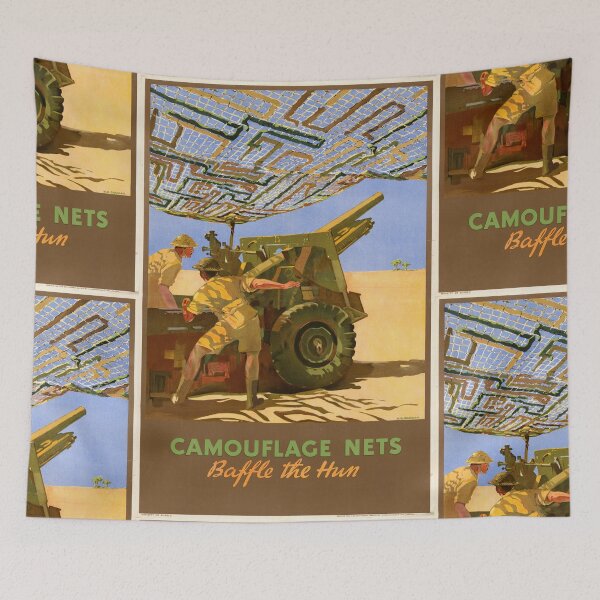 Item preview, WWII Propaganda Poster | Camouflage Nets Baffle the Hun | Ministry of Supply Art | North African Campaign | Military History designed and sold by artofuniverse.