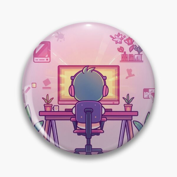 Item preview, Cozy Gaming Setup Sticker - Lo-fi Gamer Aesthetic designed and sold by NeonNerd Studio.