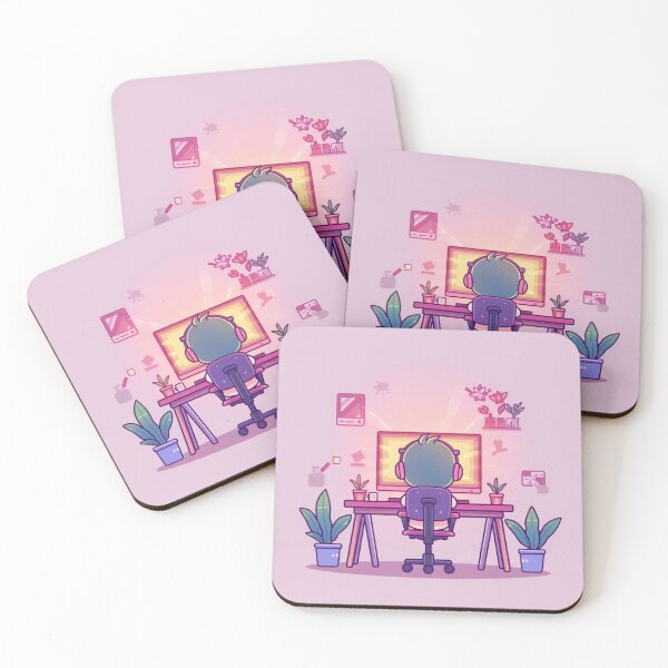 Item preview, Cozy Gaming Setup Sticker - Lo-fi Gamer Aesthetic designed and sold by NeonNerd Studio.