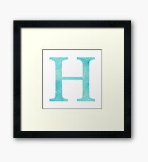 Teal Watercolor Η Framed Print