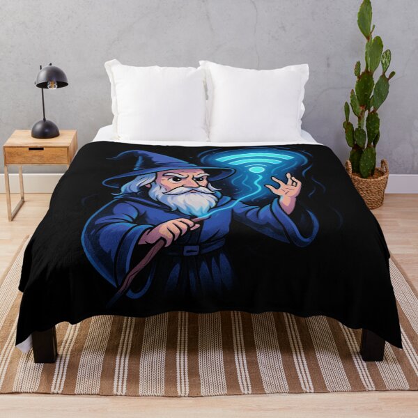 Item preview, Funny Wizard Casting WiFi Spell Magic Internet Cartoon Design designed and sold by anamul43.