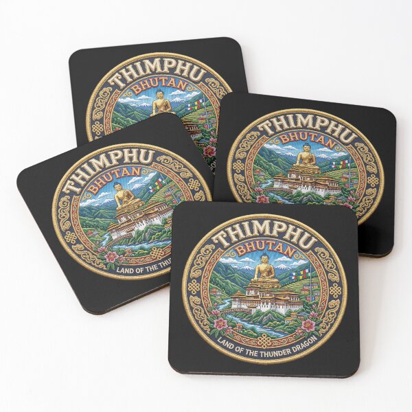Item preview, Thimphu, Bhutan – Buddha statue, mountains & prayer flags designed and sold by Girih.
