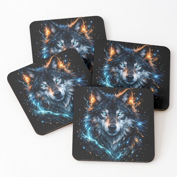 Item preview, Electric Wolf Spirit - Neon Fantasy Wildlife Art designed and sold by KingCuppaDigitalArt.