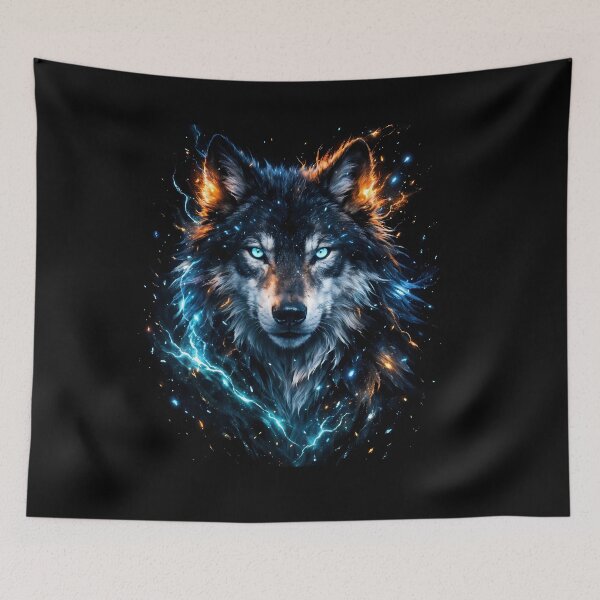 Item preview, Electric Wolf Spirit - Neon Fantasy Wildlife Art designed and sold by KingCuppaDigitalArt.