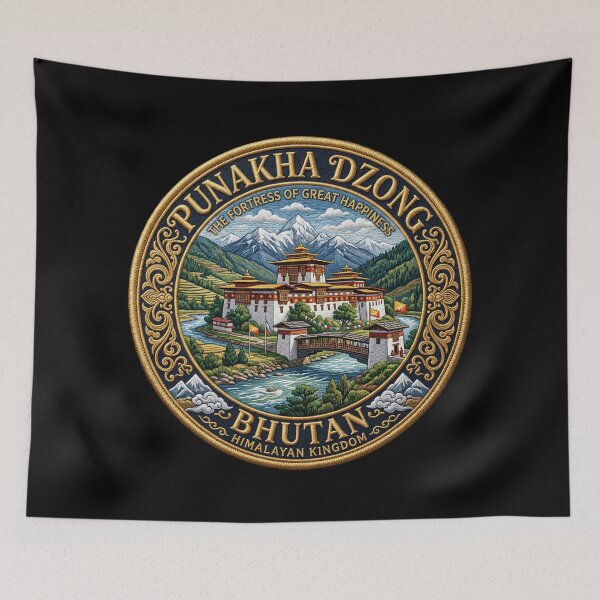 Item preview, Punakha Dzong, Bhutan – monastery fortress, river & Himalayas designed and sold by Girih.