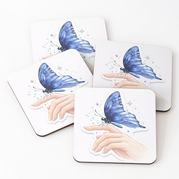Item preview, Blue Butterfly Resting on Hand Illustration designed and sold by RiyoRK.