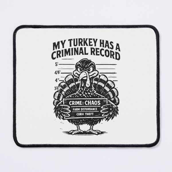 Item preview, Funny Turkey Mugshot – Criminal Record Farm Humor designed and sold by Pawsome Quotes.