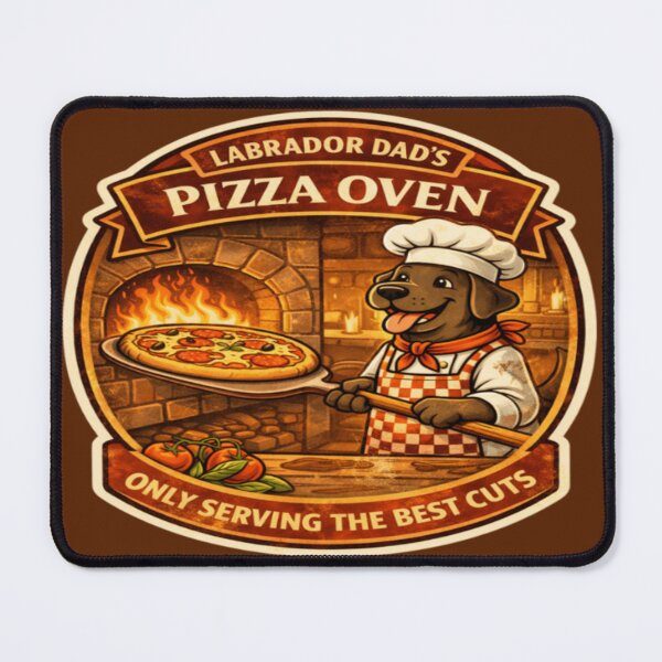 Item preview, Labrador Dad's Pizza Oven | Chocolate Lab Chef Vintage Badge | Funny Dog Pizza Lover Gift designed and sold by PawPrintCustom.