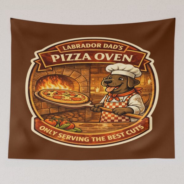 Item preview, Labrador Dad's Pizza Oven | Chocolate Lab Chef Vintage Badge | Funny Dog Pizza Lover Gift designed and sold by PawPrintCustom.
