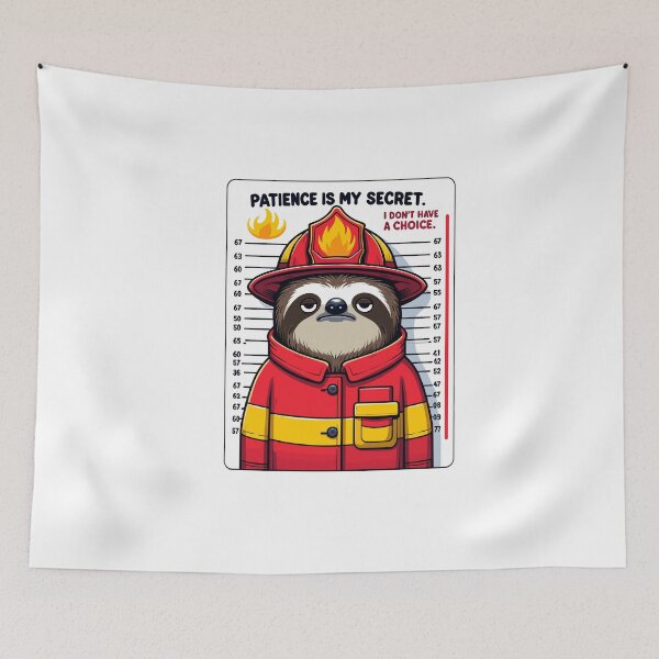 Item preview, Funny Sloth Firefighter Mugshot – Patience Is My Secret Firefighter Humor Gift designed and sold by CyfroweMysli.
