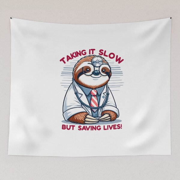 Item preview, Funny Sloth Doctor – Taking It Slow But Saving Lives designed and sold by CyfroweMysli.