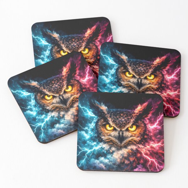 Item preview, Midnight Mystic Owl — Neon Storm Fantasy Wildlife Art designed and sold by KingCuppaDigitalArt.