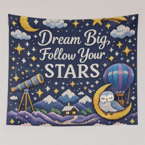 Item preview, Dream Big Follow Your Stars: Aesthetic Starry Sky Knitting Pattern designed and sold by Mauswohn.