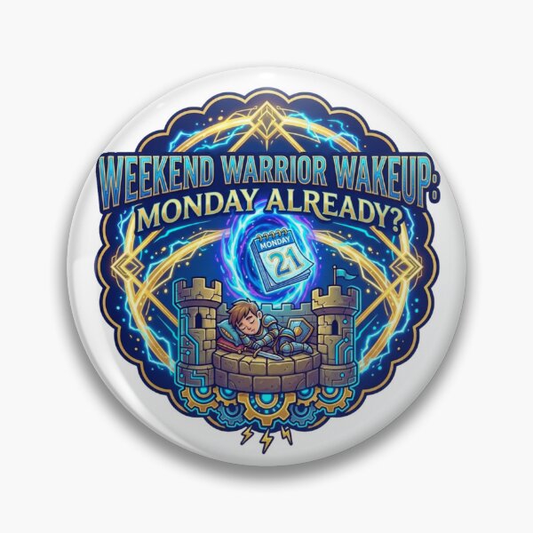 Item preview, Weekend Warrior Wakeup: Monday Already? – Funny Fantasy Knight & Time Portal Art designed and sold by RDproject.