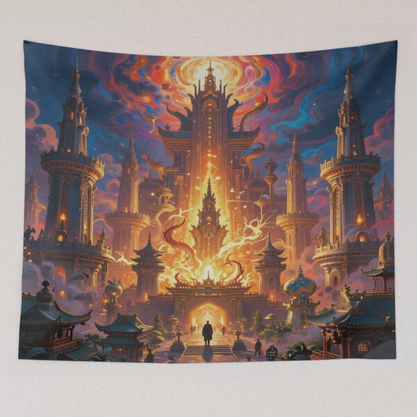 Item preview, Golden Fantasy Cityscape – Mystical Temple Vision full of energy and spirit designed and sold by FotoworldEdel.