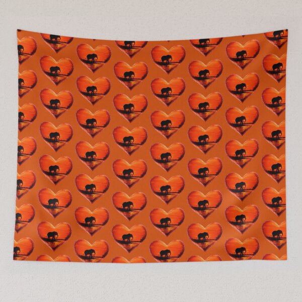Item preview, Elephant Sunset Heart Wildlife Silhouette designed and sold by ChirpInc.