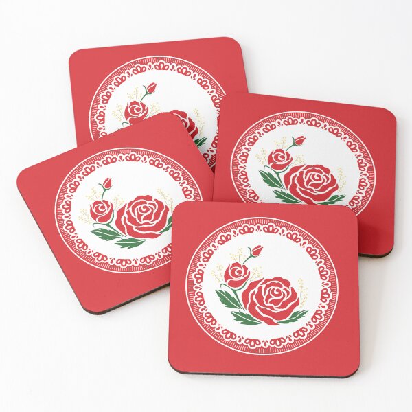 Item preview, vintage red rose flower enamel plate come! designed and sold by storieslanguage.