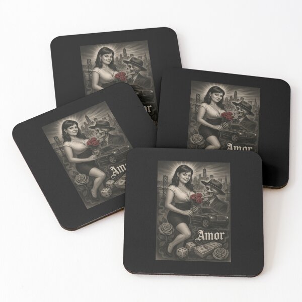 Item preview, Bay Area Amor – Chicano Tattoo Style Latina & Skeleton Love Story Street Art designed and sold by DyfunctionalTee.