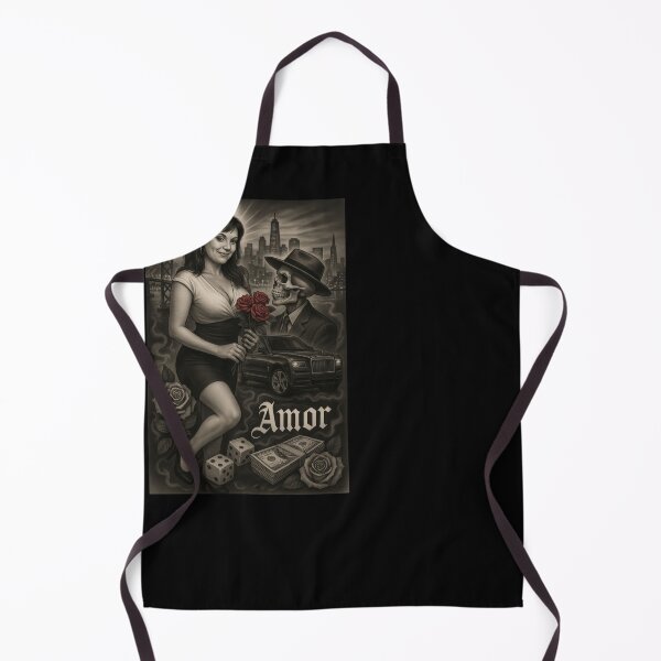 Item preview, Bay Area Amor – Chicano Tattoo Style Latina & Skeleton Love Story Street Art designed and sold by DyfunctionalTee.