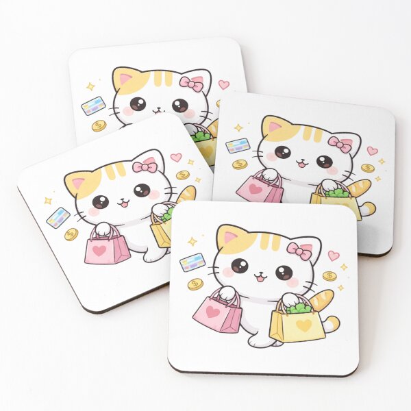 Artikelvorschau, Shopping-Katzen-Aufkleber – Niedliche Kawaii-Katzen-Ästhetik entworfen und verkauft von TinyEmotionCo.