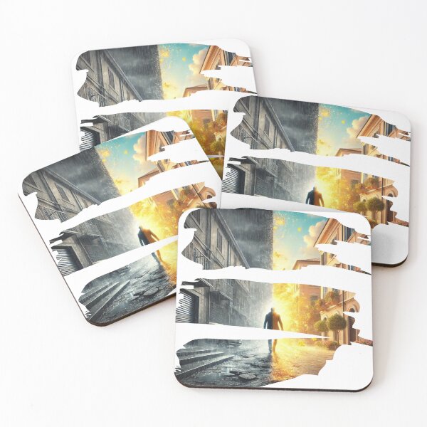 Item preview, Dark to Light Transformation – Surreal Split World Rain and Sunshine Inspirational Art designed and sold by Winetastic-Art.