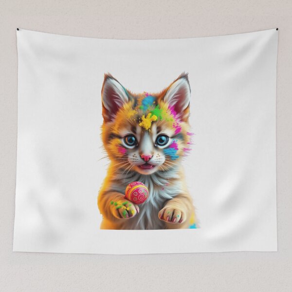 Item preview, Holi Cat with Powder Ball  designed and sold by Teewave-Ashish.